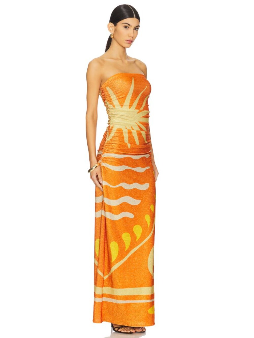 NEW Cala de la Cruz Daphne Maxi Dress Malibun Aranja Orange Strapless Sundress - Picture 2 of 9